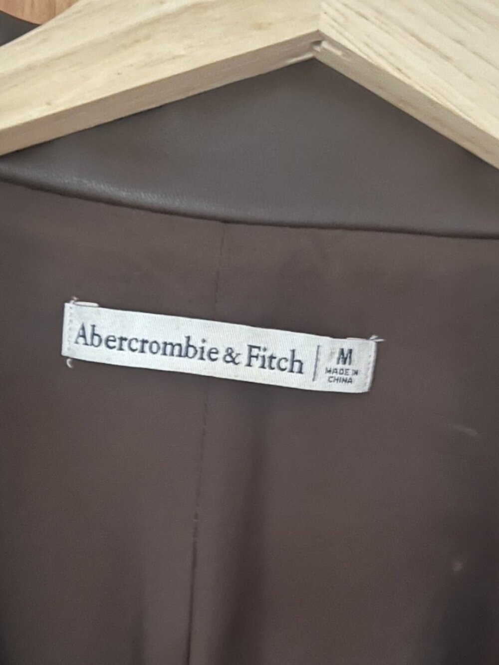 Abercrombie & Fitch Vegan Leather Brown Blazer Dress size M - Picture 5 of 5